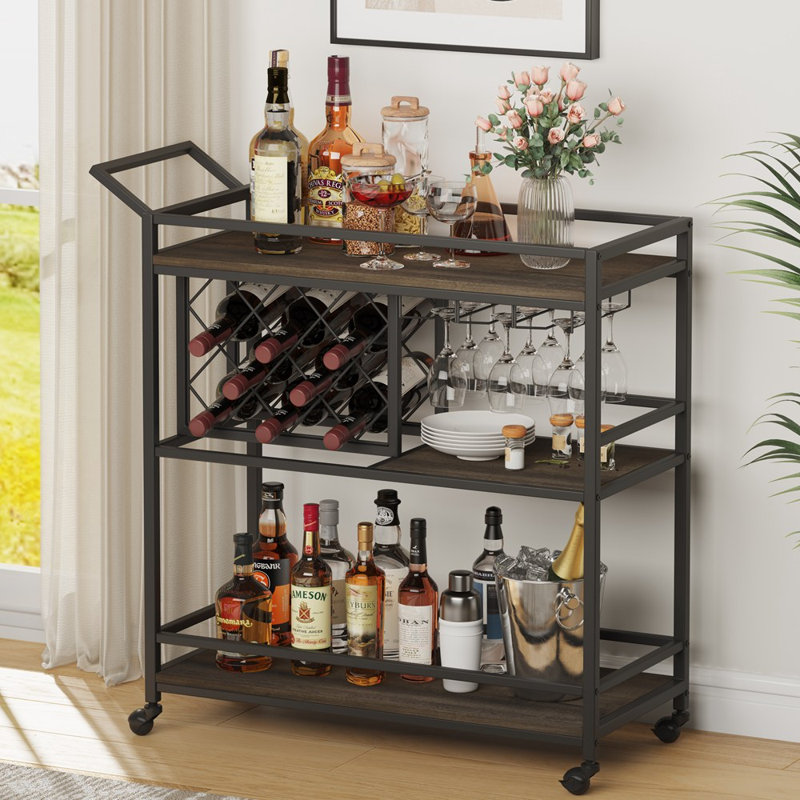 17 Stories Guinna Industrial Bar Cart & Reviews | Wayfair
